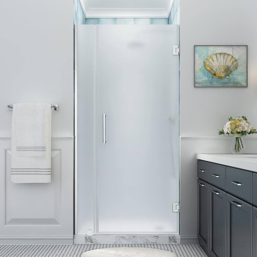 Belmore XL 80" High x 42" Wide Frosted Glass Frameless Shower Door in Chrome