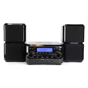 Bluetooth Microsystem with CD Player, FM Radio, Clock and Stereo Speakers, Black (ES-4001)