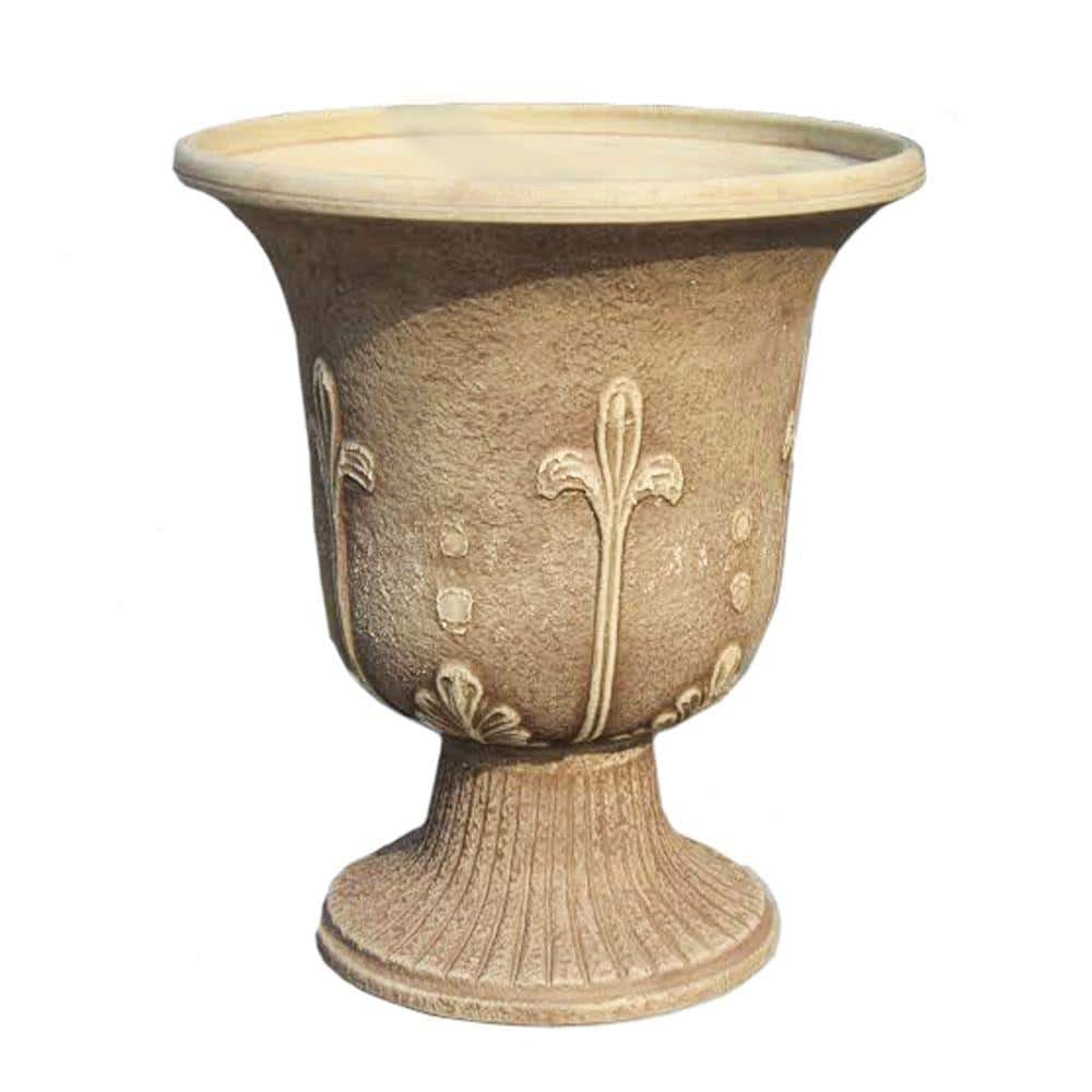 Modena 18 in. Tall x 16 in. Wide Sandstone Fiber-Clay Urn
