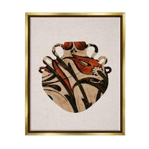 Abstract Floral Pattern Urn Modern Still Life by Daphne Polselli Floater Frame Culture Wall Art Print 31 in. x 25 in.