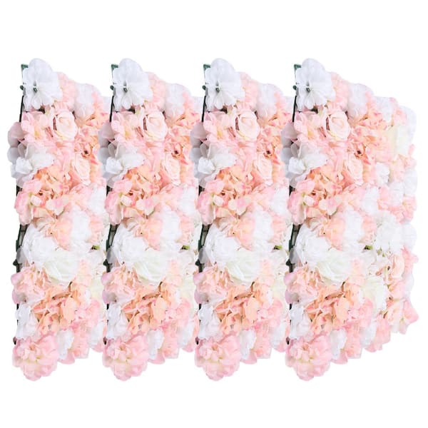 YIYIBYUS 15.74 in. x 23.62 in. 4-Piece Silk Artificial Rose Flower Hedge Wall Panel for Backdrop Decoration