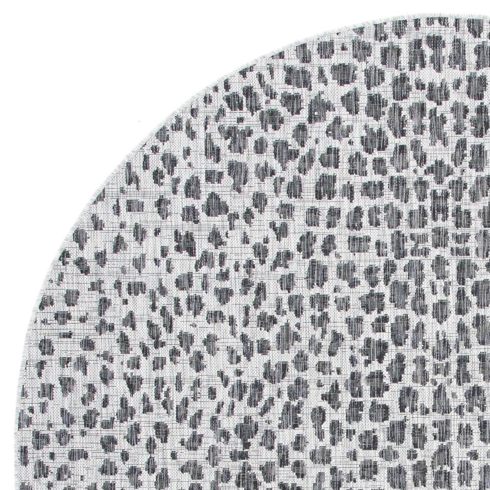 Reversible Round Grey 36" Synthetic Indoor/Outdoor Rug