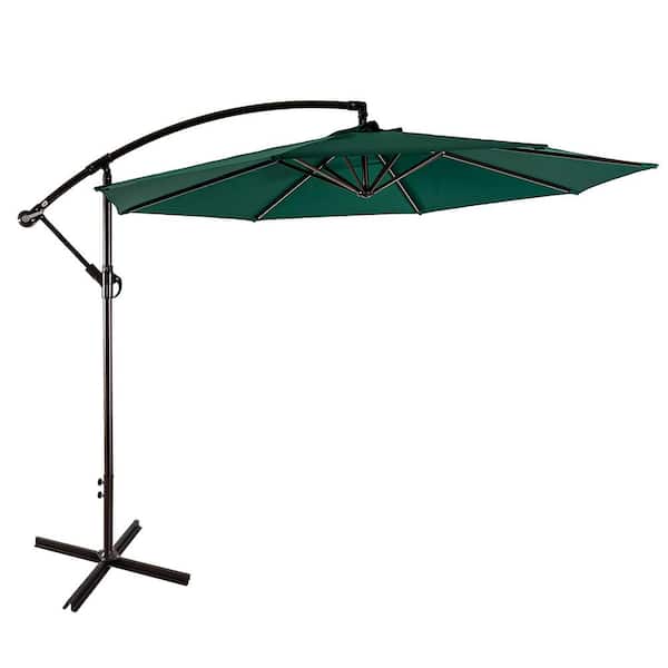 10-Feet Offset Cantilever Umbrella Outdoor Hanging Patio Umbrella Ivory 