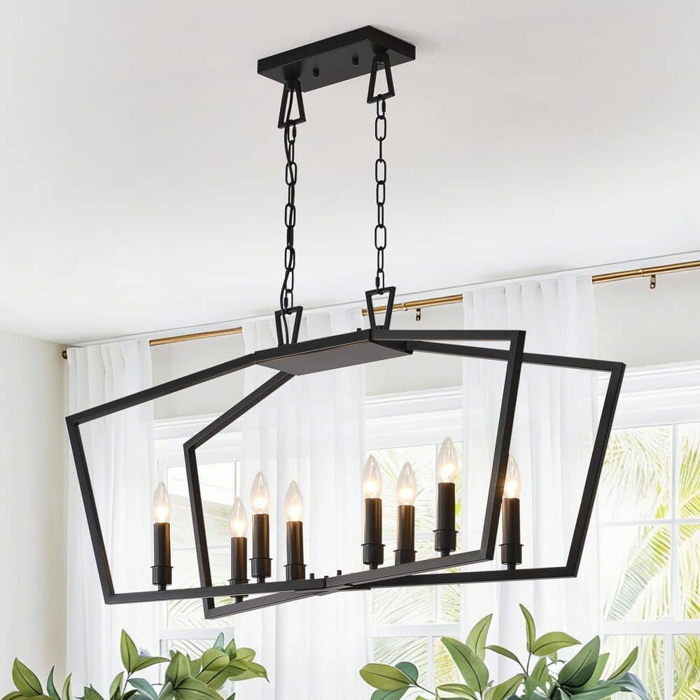 8-Light Black Kitchen Island Lighting,Large Farmhouse Chandelier for Dining Room Over Table,Adjustable Linear Chandelier price history on PriceWatchPro
