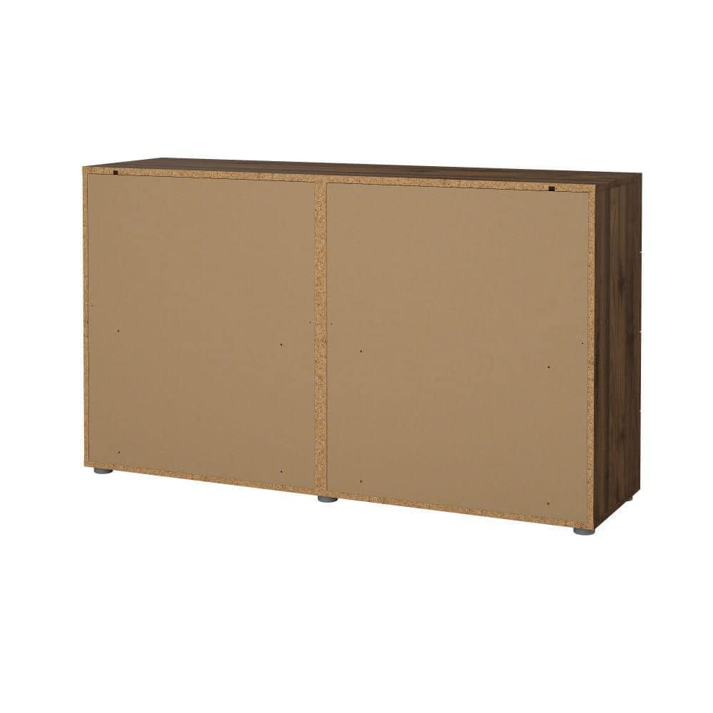 Walnut 8 Drawer Double Dresser with Metal Handles