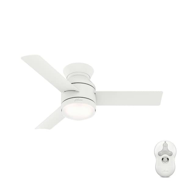 Hunter Dublin 44 in. LED Indoor Matte White Ceiling Fan with Light Kit and Remote