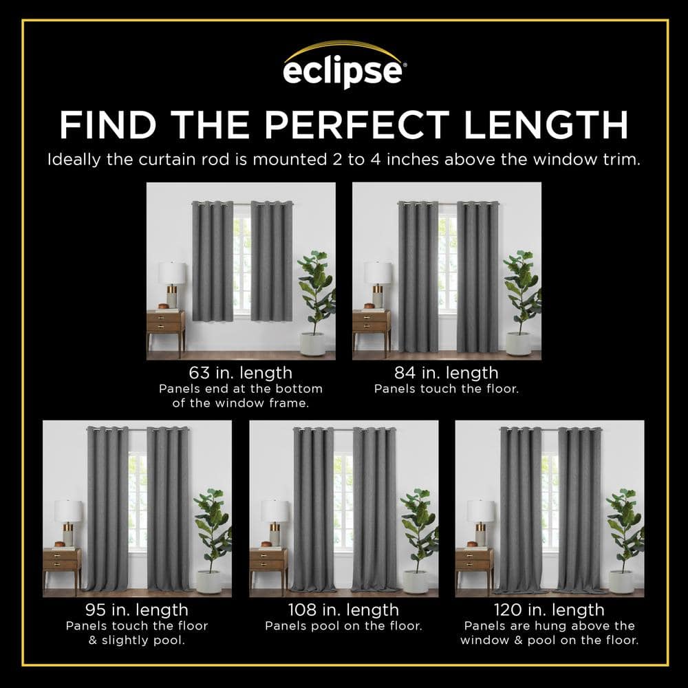 Larissa Dark Gray 84" Polyester Blackout Grommet Curtain Panel