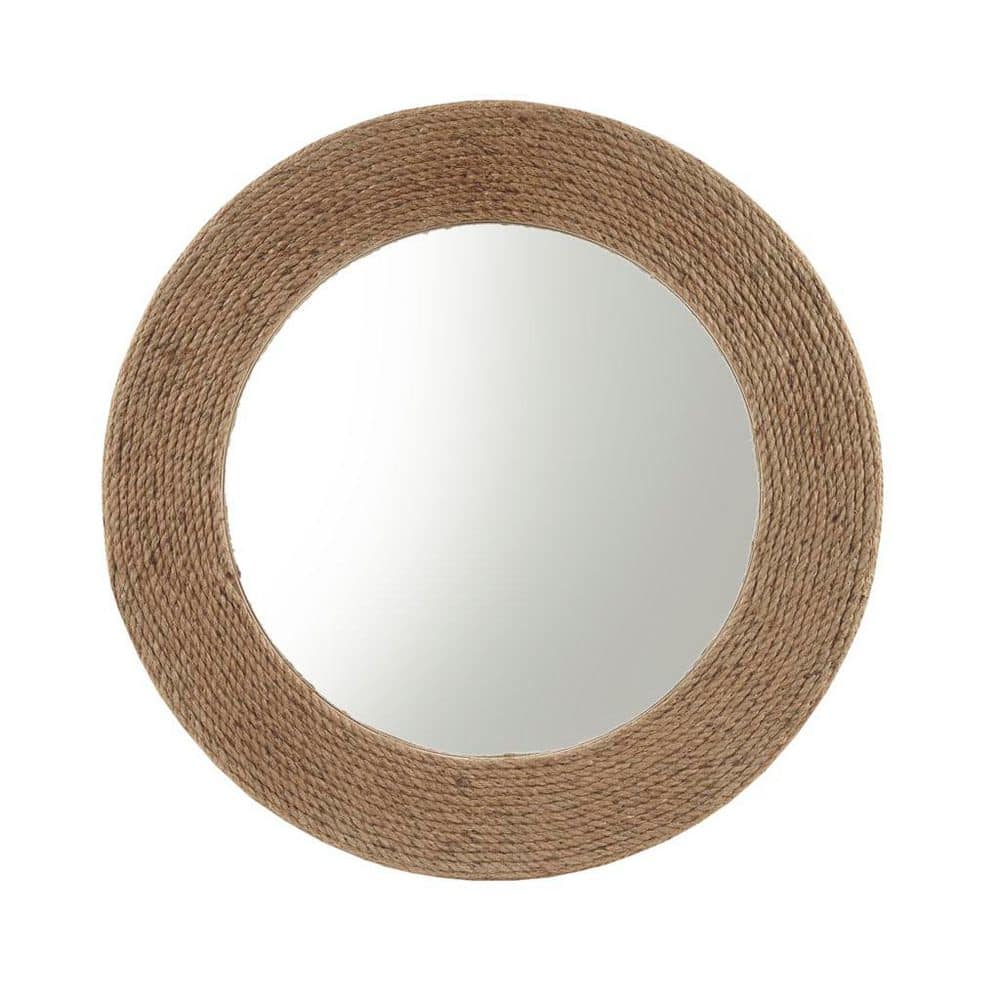 Natural 26 in. W x 26 in. H Jute Rope Round Wall Mirror-Adds a Rich Textura