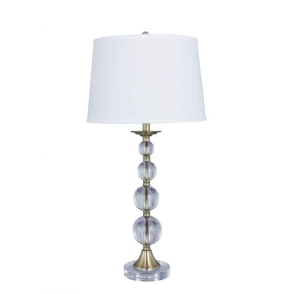 Fangio Lighting 30 5 In Antique Brass Crystal And Metal Table Lamp With Base 5093 The Home Depot Metal Table Lamp With Crystal Base, Crystal Base Lamps