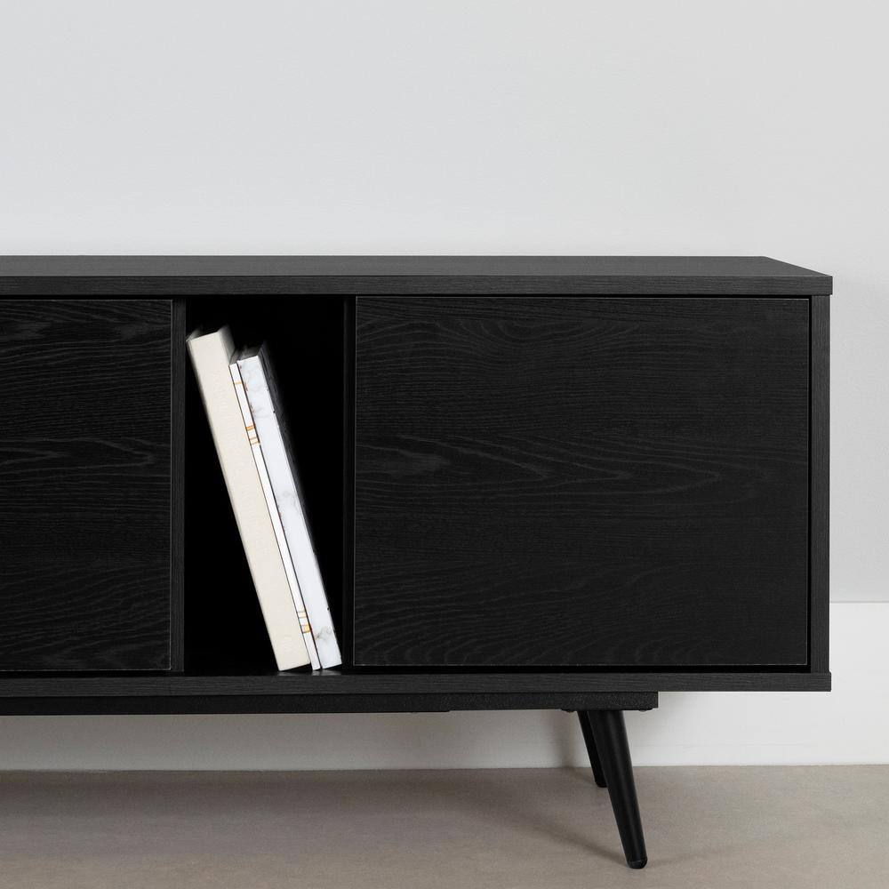 Black Particle Board TV Stand with Cabinets for 65" TVs