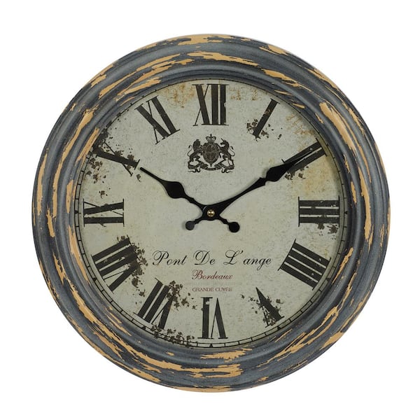 Litton Lane Black Metal Fluted Frame Analog Wall Clock