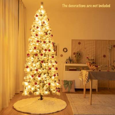 7.5 ft. Pre-lit Snow Flocked Artificial Christmas Tree with Multi-Color LED Lights