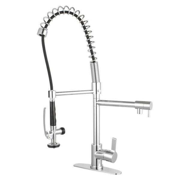Kingston Brass Single Handle Pre Rinse Spray Utility Pull Down Sprayer Kitchen Faucet In Chrome Hls8501ctl The Home Depot