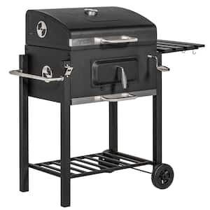 21 in. Charcoal Grill in Black with Side Table