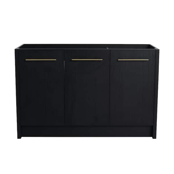 46.88 in. W x 17.94 in. D x 30.31 in. H Bath Vanity Cabinet without Top in Black with 3 Soft Closing Doors and Shelf