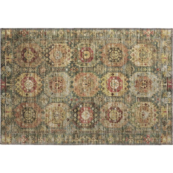 Mayfield Premium Machine Washable Abstract AMF2024 Aloe 2 ft. x 3 ft. Accent Rug