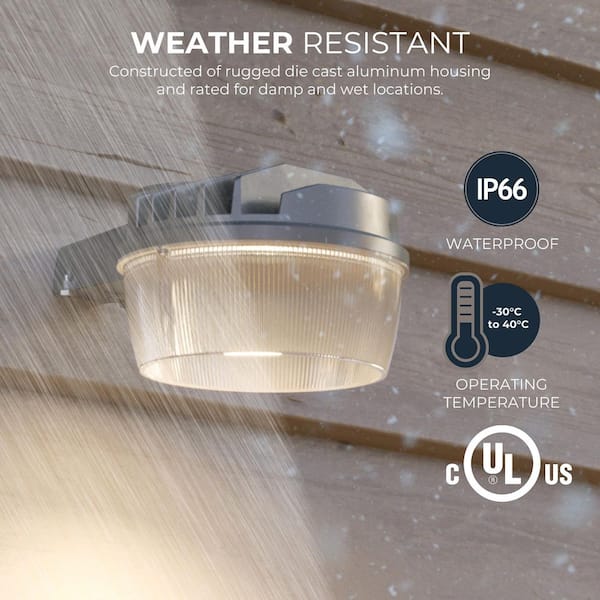 HALO ALB 450-Watt Equivalent Integrated LED Gray Dusk to Dawn Area