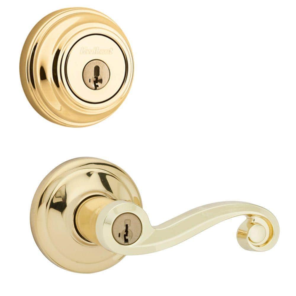 UPC 883351046404 product image for Lido Polished Brass Exterior Entry Door Handle and Single Cylinder Deadbolt Comb | upcitemdb.com