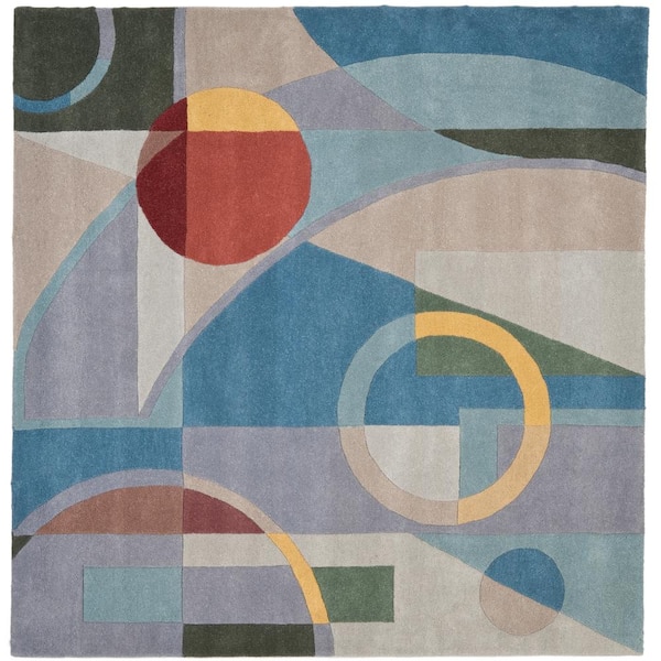 SAFAVIEH Rodeo Drive Blue/Multi 4 ft. x 4 ft. Square Geometric Area Rug