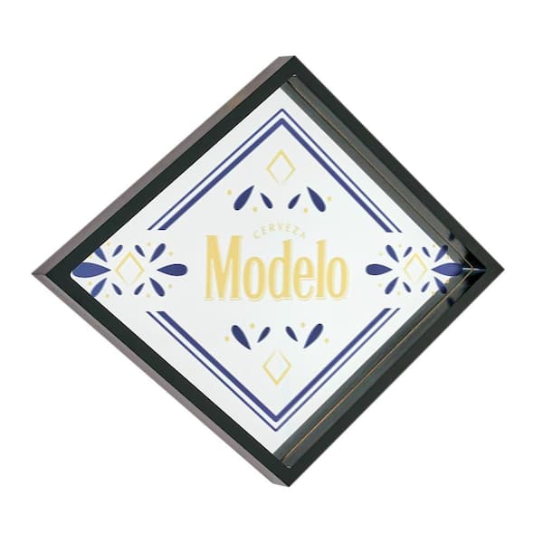 Modelo Black 18in W x 14in H Masculine Classic Diamond MDF Framed Mirror