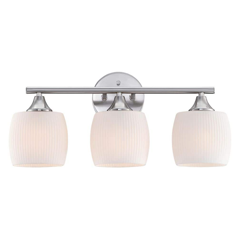 Hukoro 20.4 in. 3-Light Vanity Light with Brushed Nickle finish and frosted opal glass