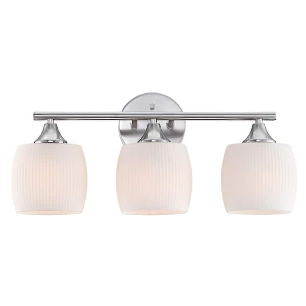 Hukoro 20.4 in. 3-Light Vanity Light with Brushed Nickle finish and frosted opal glass