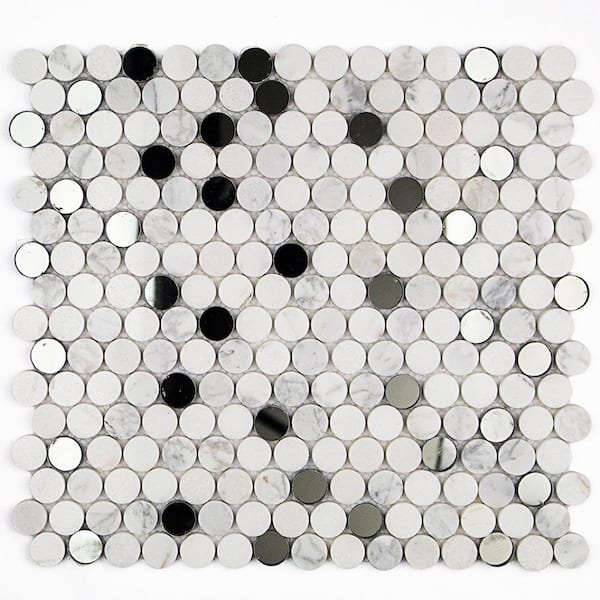 Ivy Hill Tile Mirage Penny Round White, Mirage Glass Tiles