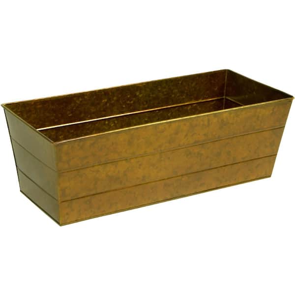 Trademark Innovations 22 in. L x 9.5 in. W x 7.5 in. H Galvanized Iron Window Box Flower Planter (Bronze Patina)