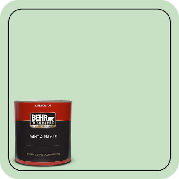 BEHR PREMIUM PLUS 1 qt. #450C-3 Green Myth Flat Exterior Paint & Primer