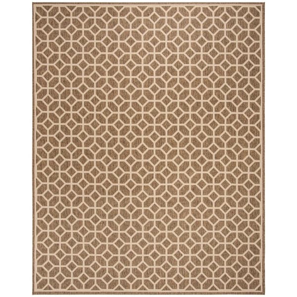 SAFAVIEH Beach House Beige/Cream 8 ft. x 10 ft. Geometric Indoor/Outdoor Patio  Area Rug