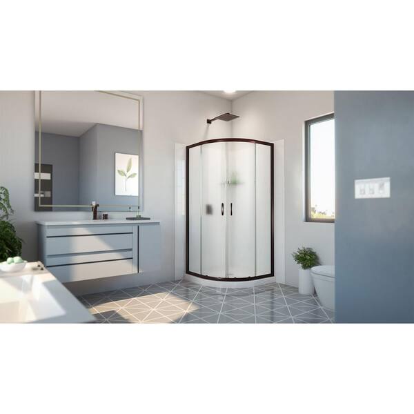 Qwall 36 W x 76.75 H Framed Square Shower Stall and Base Included