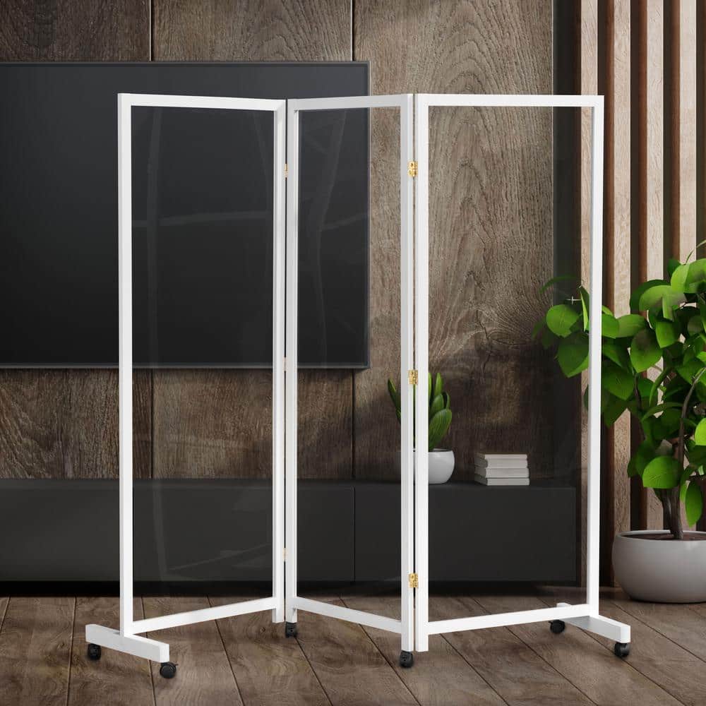 Red Lantern 5.75 ft Tall Clear Plastic Partition on Wheels