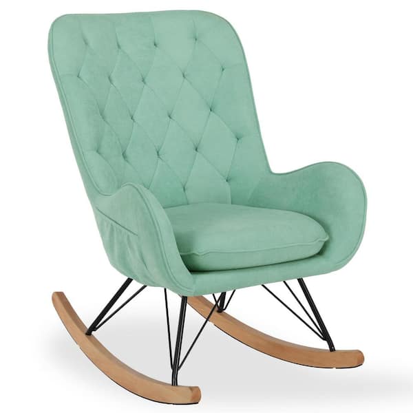 BABY RELAX Fritz Teal Rocker Chair with Side Storage Pockets