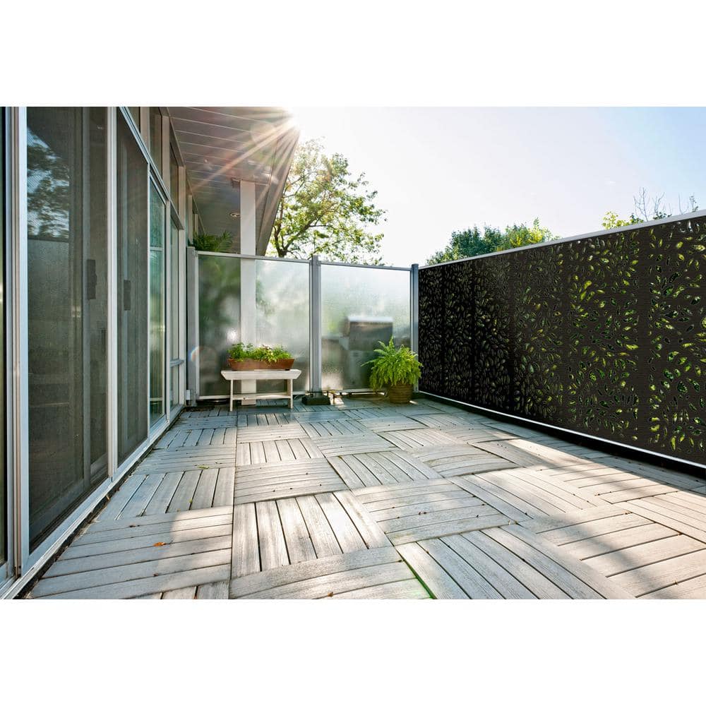 Charcoal Grey Botanical Design Composite Privacy Fence Panel