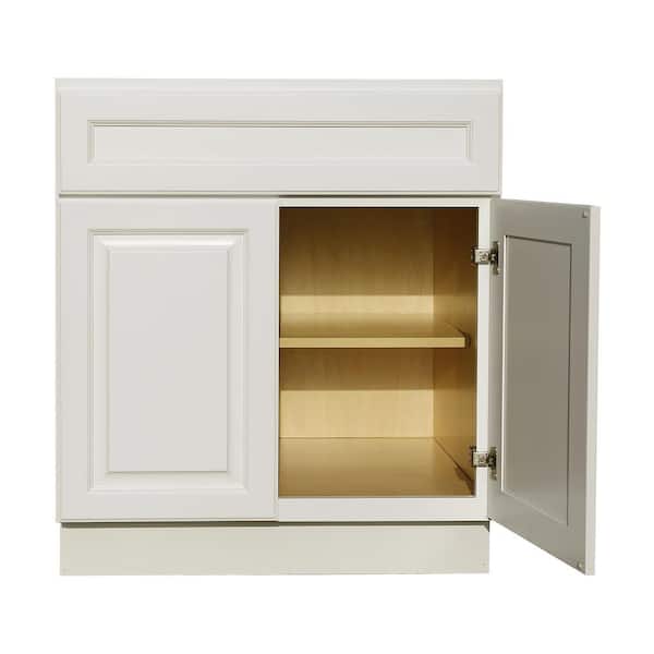 LIFEART CABINETRY Newport Ready to Assemble 30x34.5x24 in. Base Cabinet with 2-Door and 1-Drawer in Classic White