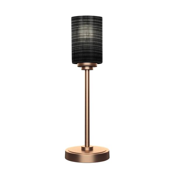 Unbranded Quincy 17.5 in. New Age Brass Accent Lamp with Black Matrix Glass Shade