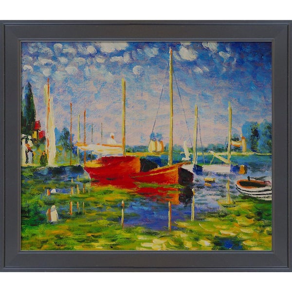 LA PASTICHE Red Boats at Argenteuil by Claude Monet Gallery Black Framed  Nature Oil Painting Art Print 24 in. x 28 in. MON1022-FR-26240520X24 - The  Home Depot