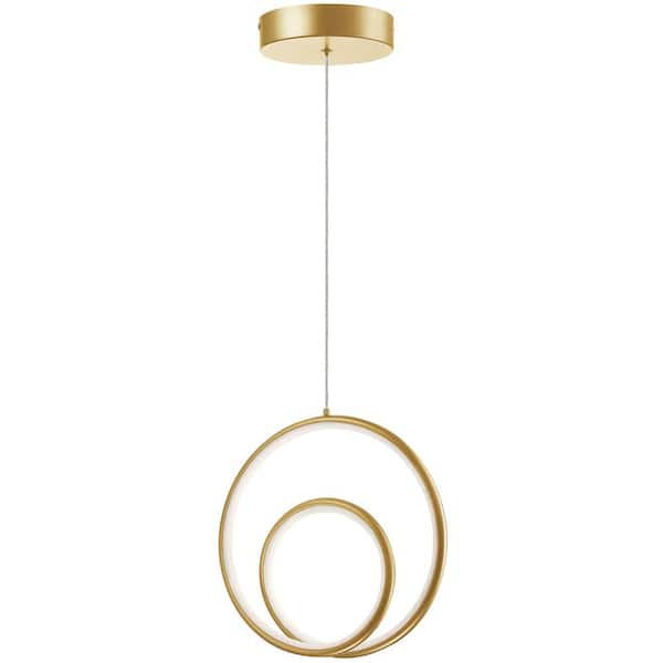 Zevni 27-Watt 1-Light Integrated LED Brushed Gold Globe Zevni 27-Watt 1-Light Integrated LED Brushed Gold Globe