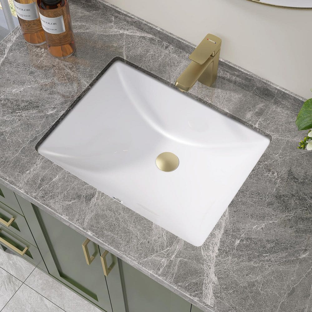 Getpro 20 in. Ceramic Bathroom Sink Undermount Rectangular Vanity ...