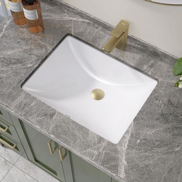 20 in. Ceramic Bathroom Sink Undermount Rectangular Vanity Vessel Sink under Counter Sink in White with Overflow Drain