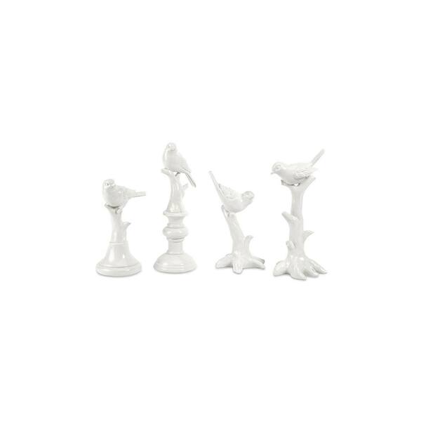 Unbranded Ceramic Bird Decorative Statuaries in White (Set of 4)