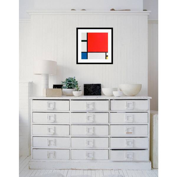 Amanti Art 21 in. W x 21 in. H "Composition II in Red, Blue, and Yellow" by Piet Mondrian Framed Art Print