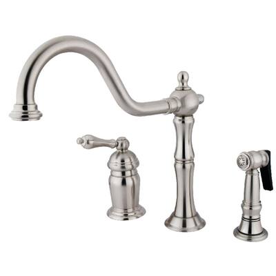 Brushed Nickel Kingston Brass GKB718AXSP Victorian 8-inch High Arch Kitchen Faucet Withsprayer 