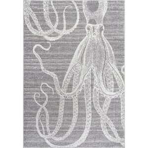 Thomas Paul Octopus Gray Doormat 3 ft. x 5 ft. Area Rug