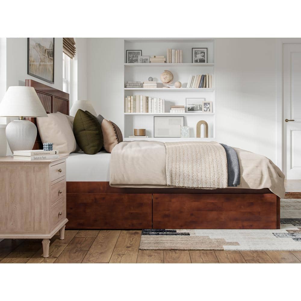 Canyon Walnut Queen Wood Platform Bed with Storage Drawers