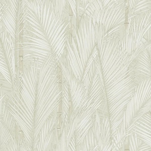 Taupe Swaying Fronds Vinyl Peel and Stick Wallpaper Roll (28.18 sq. ft.)