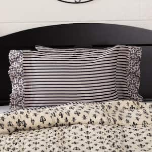 Elysee Creme Black Grey French Country Cotton Standard Pillowcase (Set of 2)