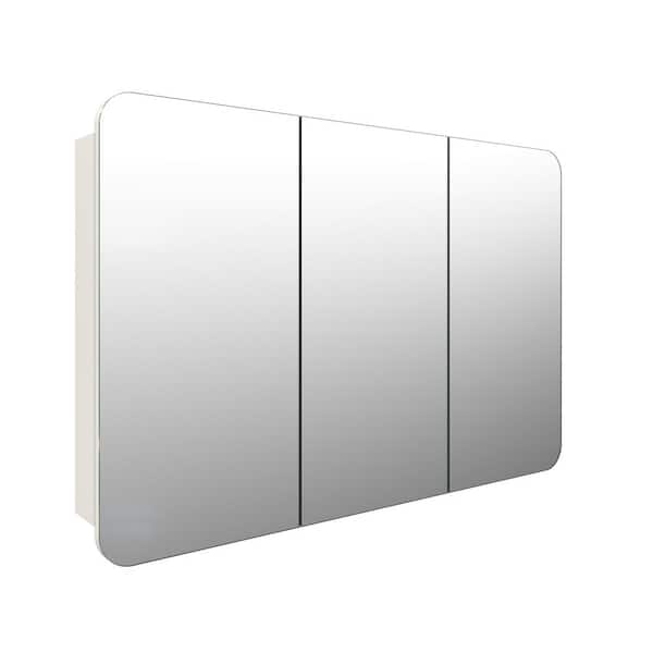 Glass Warehouse Ezri 48 in. W x 32 in. H x 4.75 in. D White Recessed Medicine Cabinet with Mirror