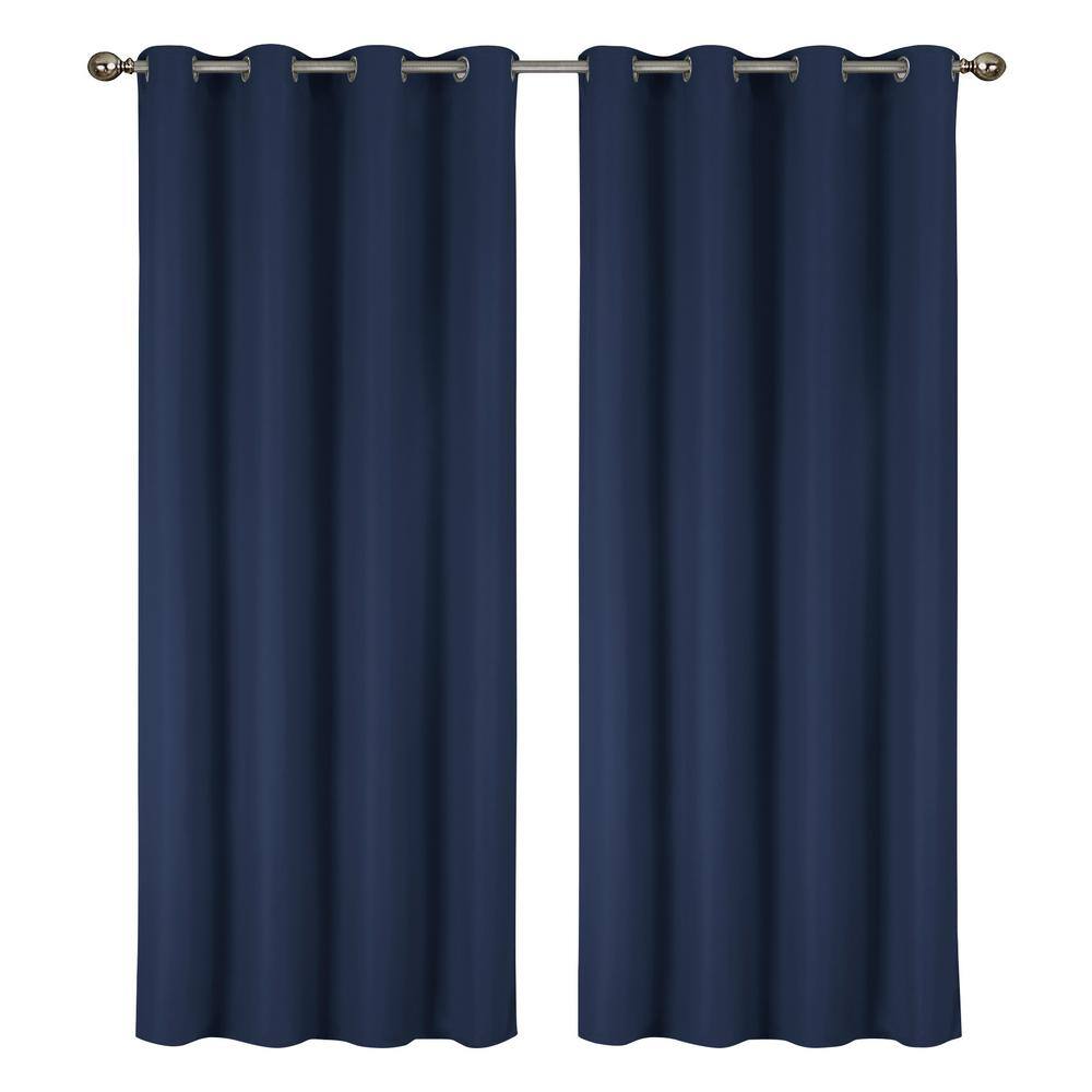 Lillian Collection Navy Polyester Solid 55 in. W x 84 in. L Thermal Grommet Indoor Blackout Curtains (Set of 2) price history on PriceWatchPro