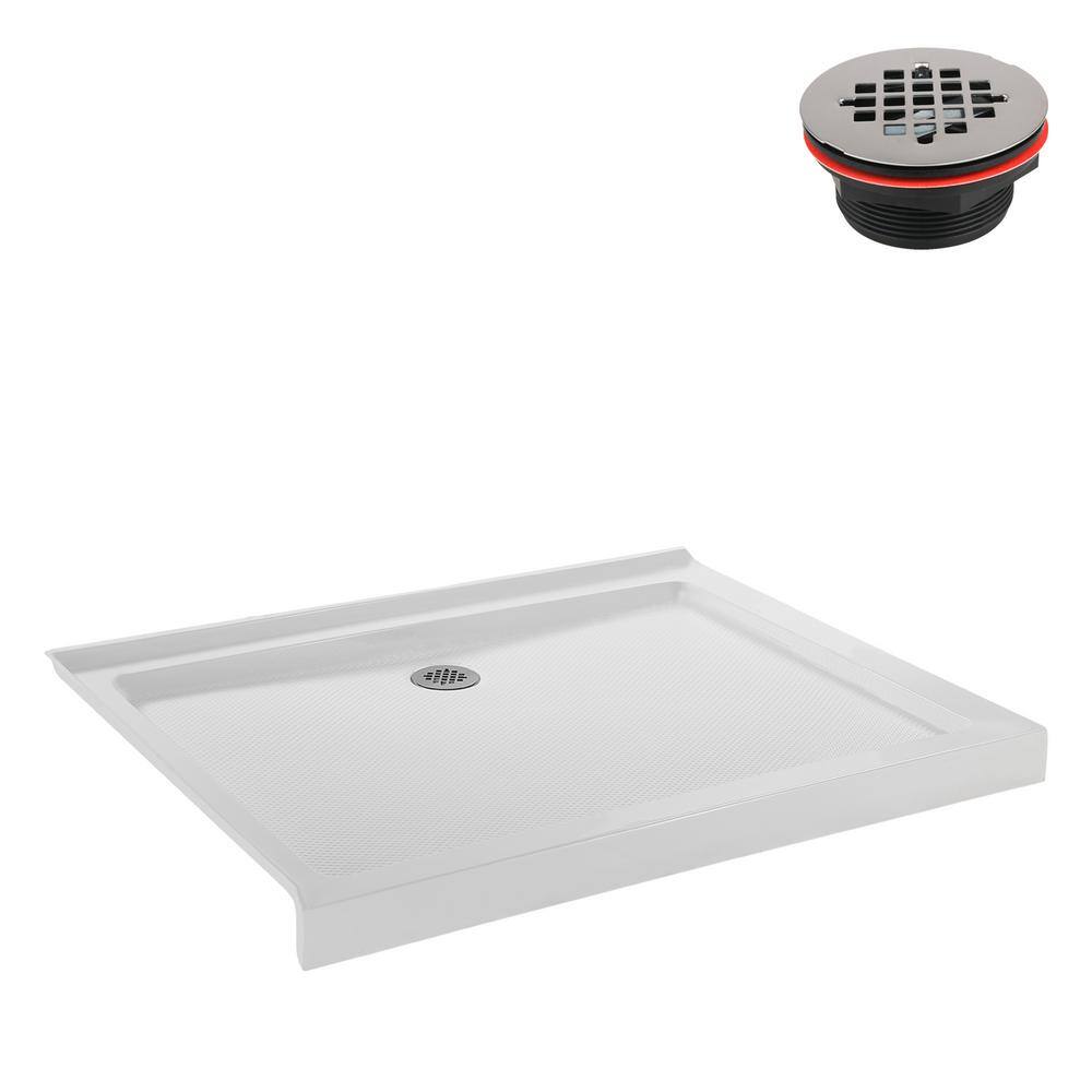 48'' White Acrylic Rectangular Corner Shower Base with Right Drain